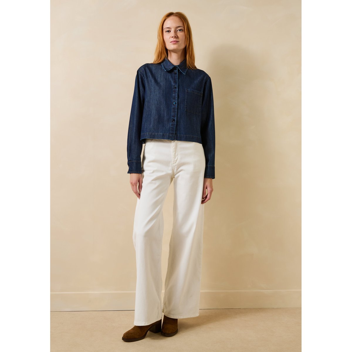 Chemise courte en jean brut brut, LA FEE MARABOUTEE