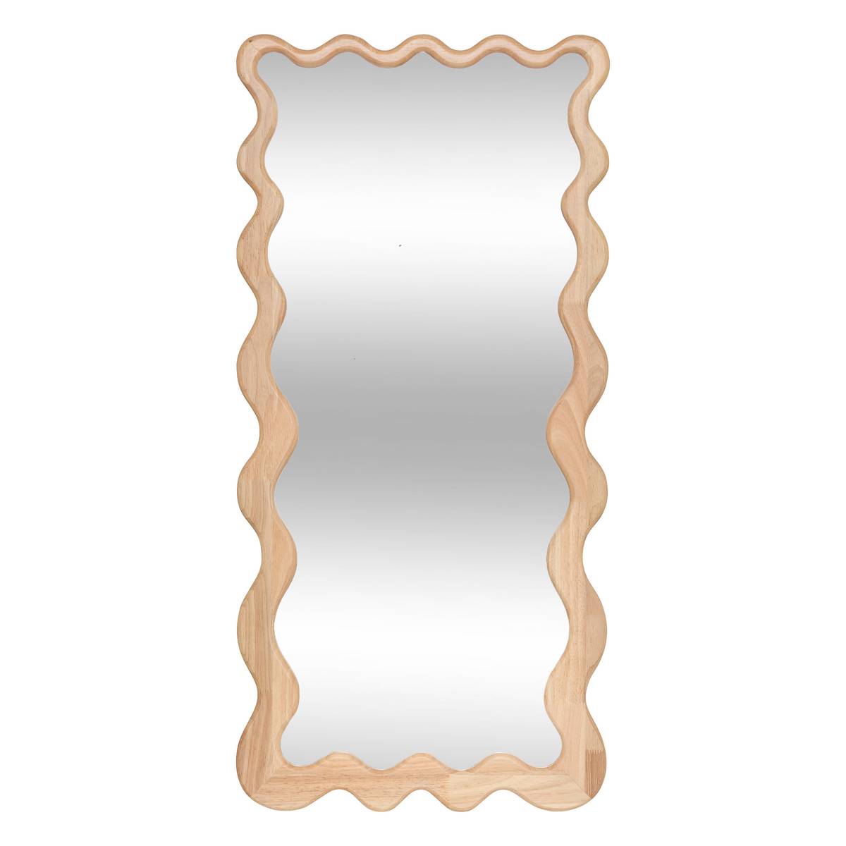 Miroir mural cadre en bois effet vague BROOKE beige, ATMOSPHERA
