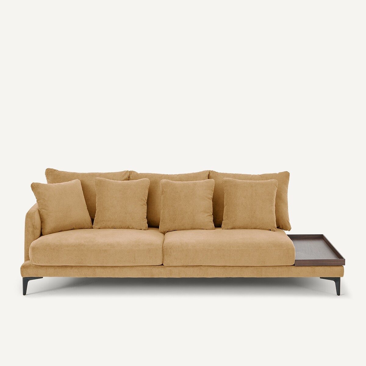 Demi-canapé avec plateau, en velours stone, MODERNISTE caramel, EMMANUEL GALLINA X AM.PM