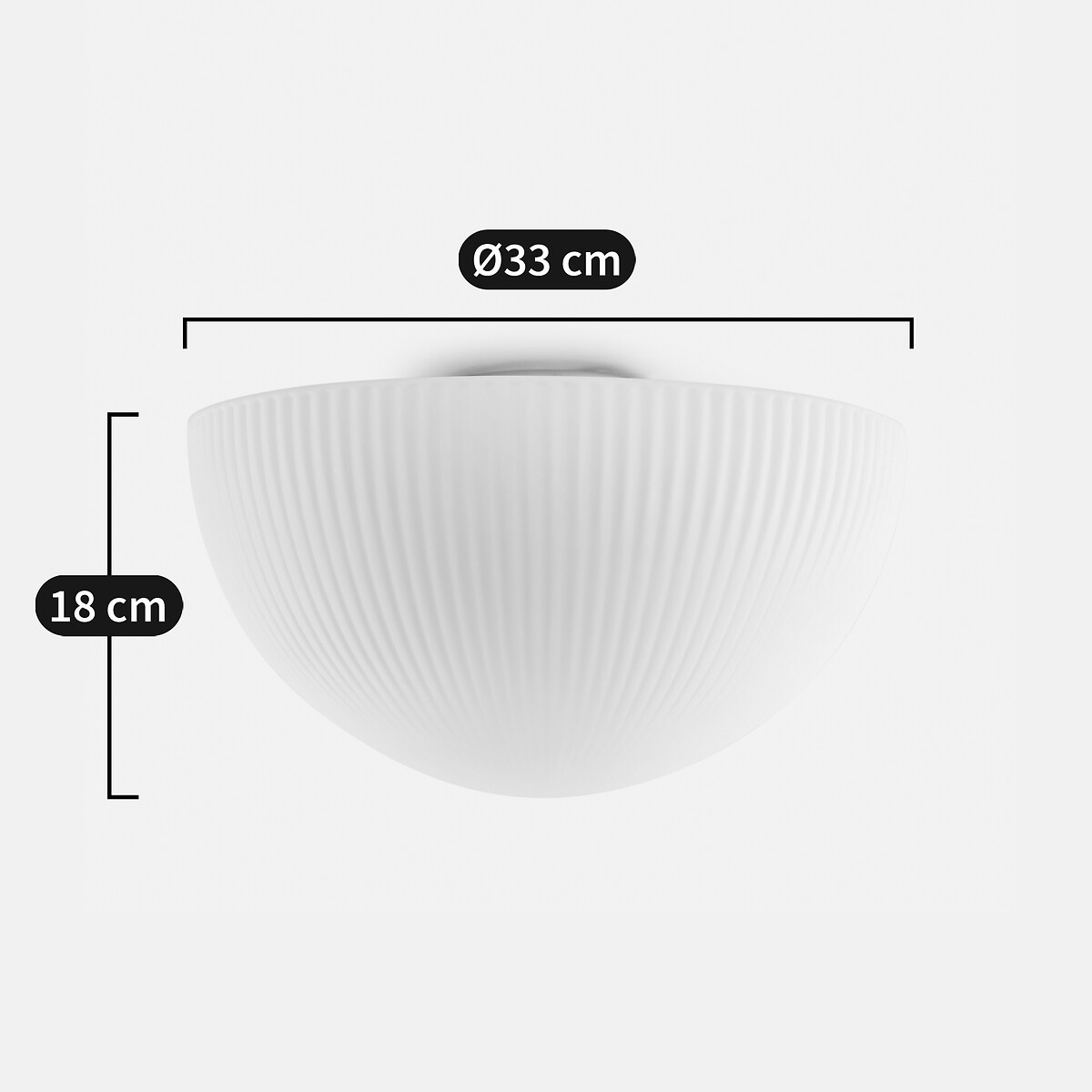 Decken- oder Wandleuchte, aus geriffeltem Opalglas, Durchmesser 33 cm, LOULOU weiss, LA REDOUTE INTERIEURS