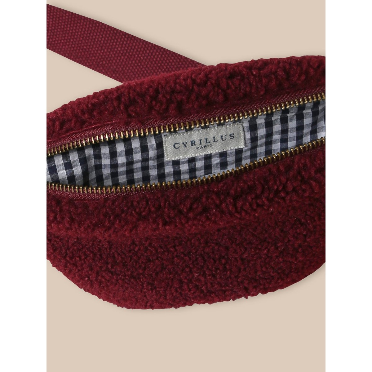 Sac banane en sherpa bordeaux, CYRILLUS