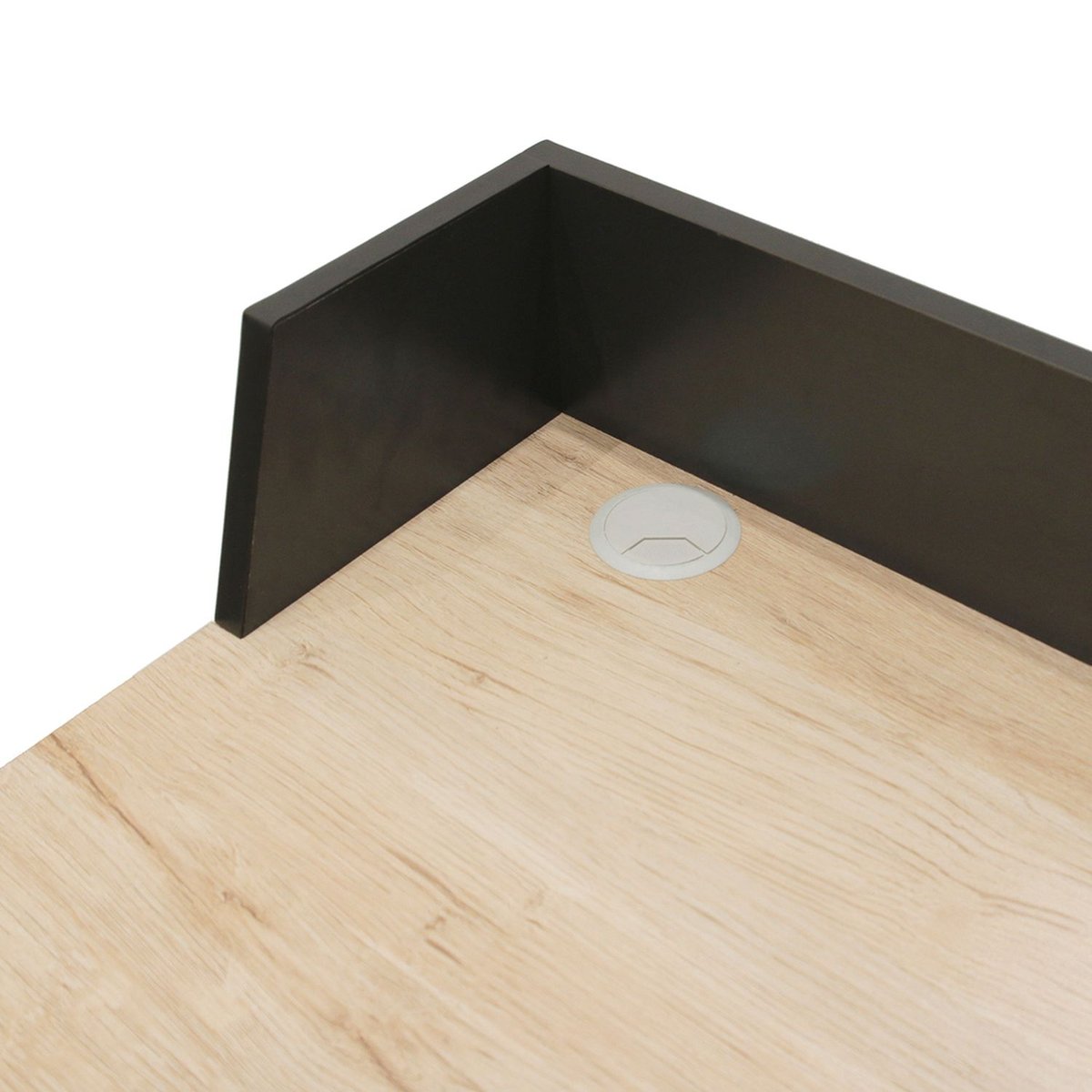 Bureau design industriel avec passe câble et rangement BRICE gris, THE HOME DECO FACTORY