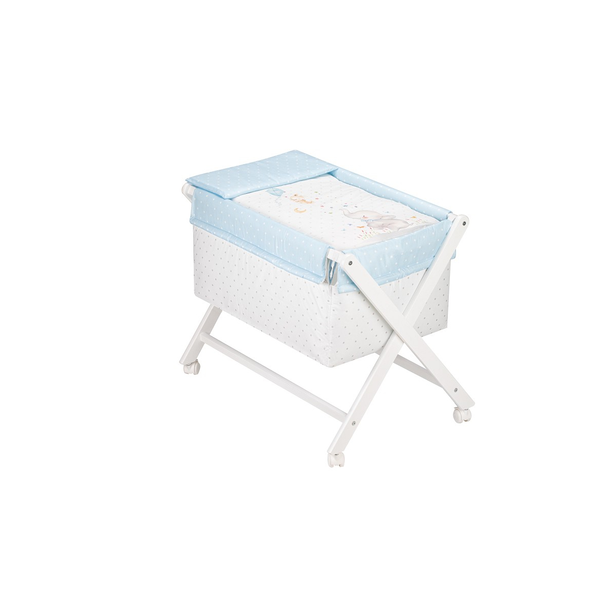 Berceau en Croix- Eléphant- Bleu couleur unique, INTERBABY