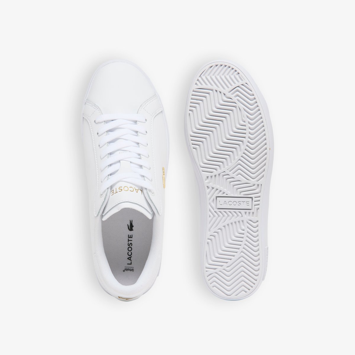 Sneakers Powercourt femme en cuir blanc-216, LACOSTE