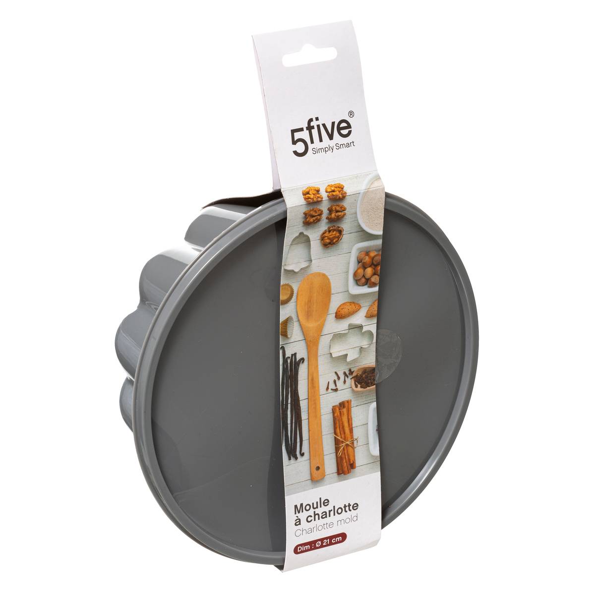 Moule à charlotte en silicone avec couvercle ESSENTIELS gris clair, 5FIVE SIMPLY SMART