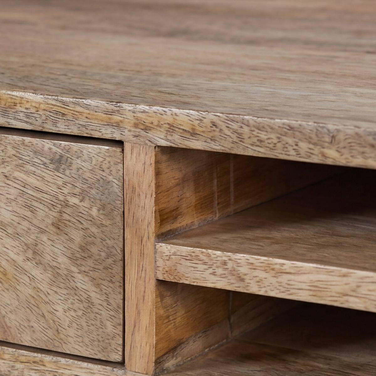 Bureau en bois de manguier AURILA bois clair, MADE IN MEUBLES