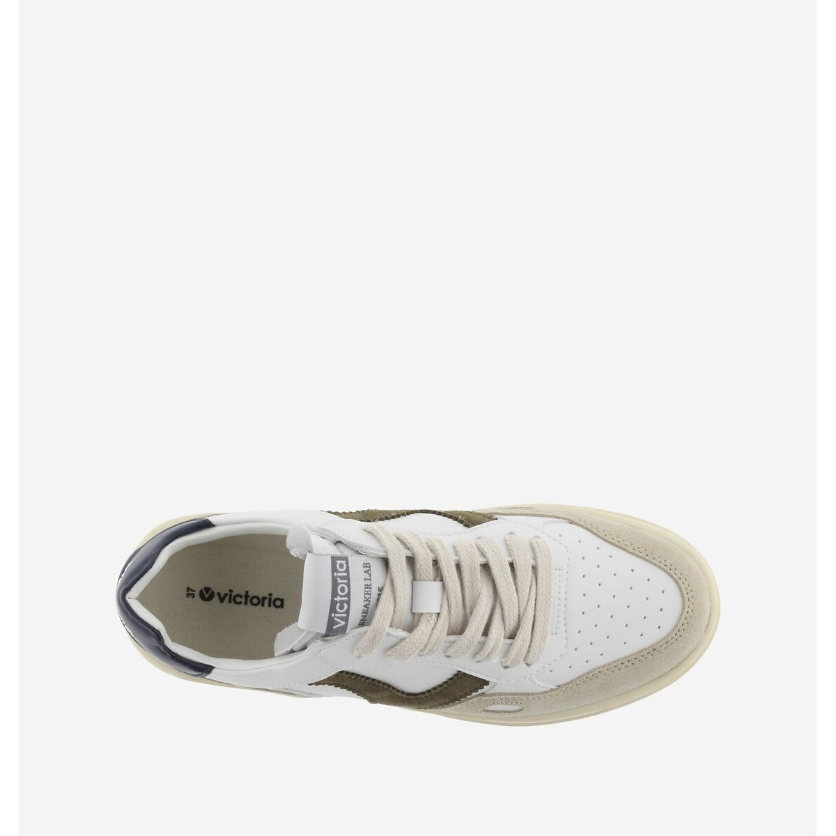 Baskets en cuir Seul blanc/marine, VICTORIA