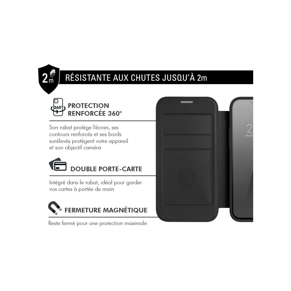 Coque étui Samsung S25 Ultra  Magnet Noir couleur unique, FORCE CASE