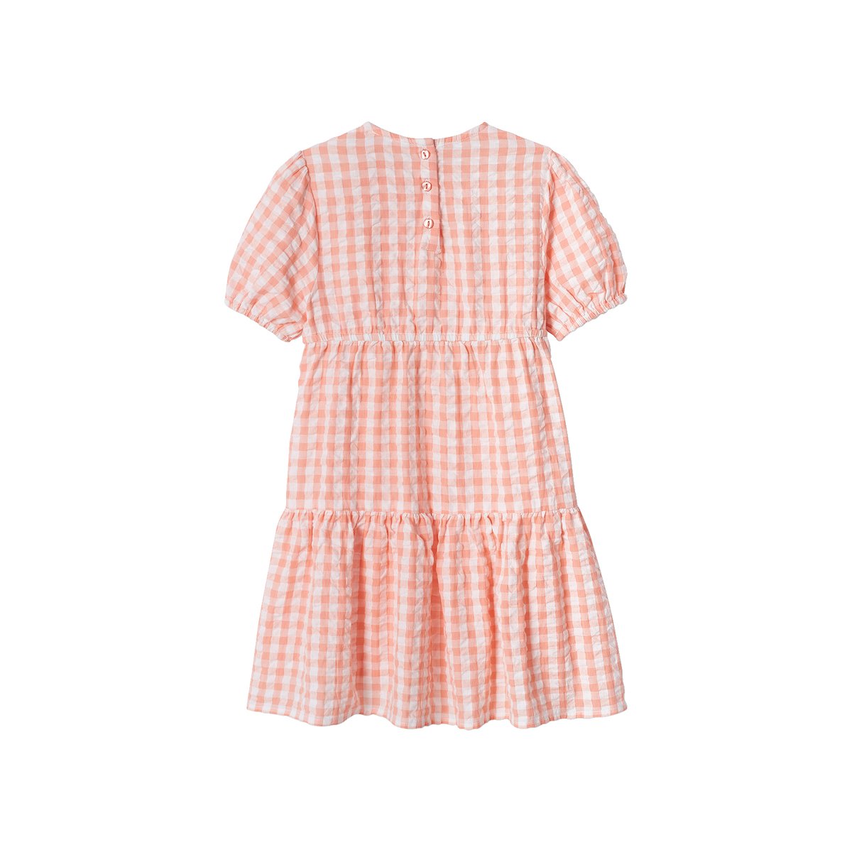 Robe à volant manches 3/4 corail, VERTBAUDET