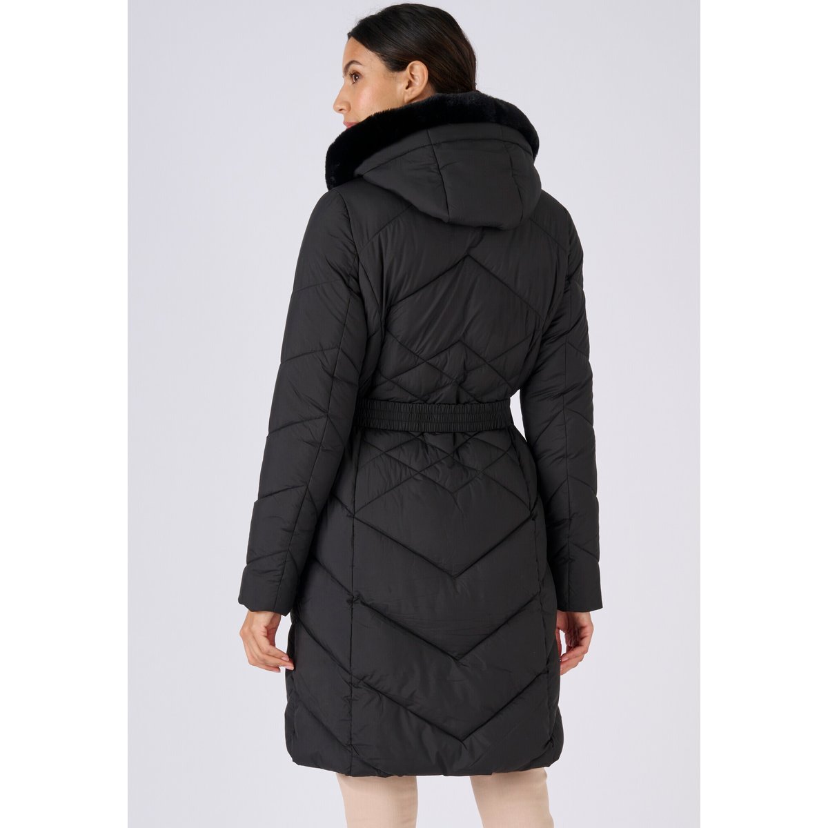 Parka ceinturée Thermolactyl noir, DAMART