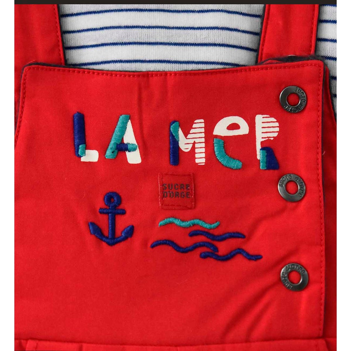 Ensemble salopette et t-shirt piment rouge, SUCRE D'ORGE