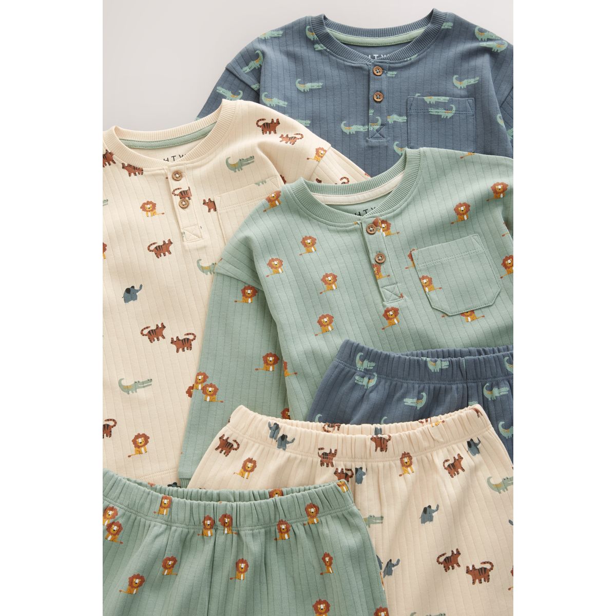 Pyjama oversize, lot de 3 bleu/écru, NEXT