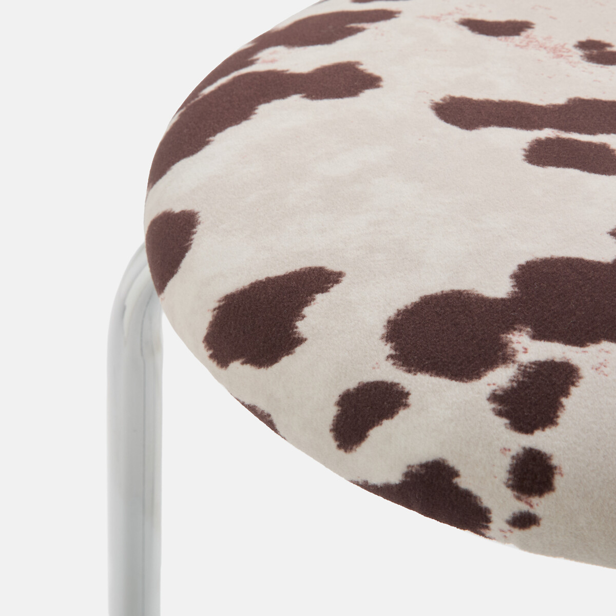 Tabouret, en chrome et tissu velours imprimé vache, AVINO imprimé vache, LA REDOUTE INTERIEURS