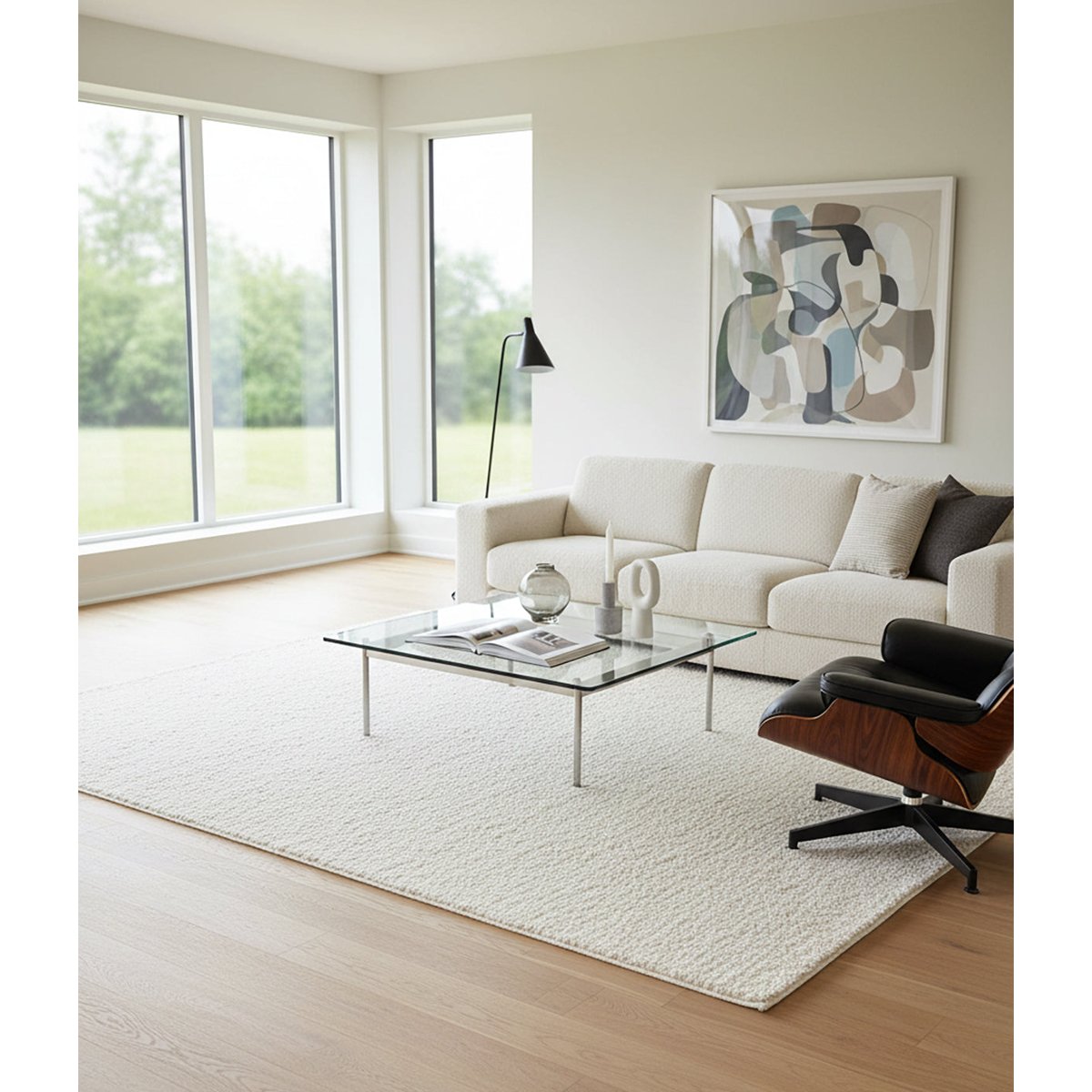 Tapis uni ultra doux contemporain PLAIN blanc pur, AFK LIVING