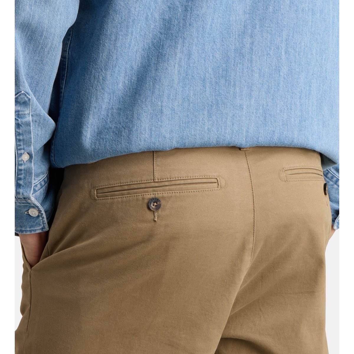 Pantalon chino chinim slim en coton beige foncé, GALERIES LAFAYETTE