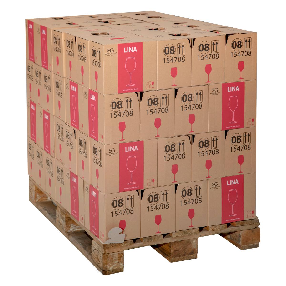 Lot de 6 verres à vin en verre 41 cl LINA transparent, SECRET DE GOURMET