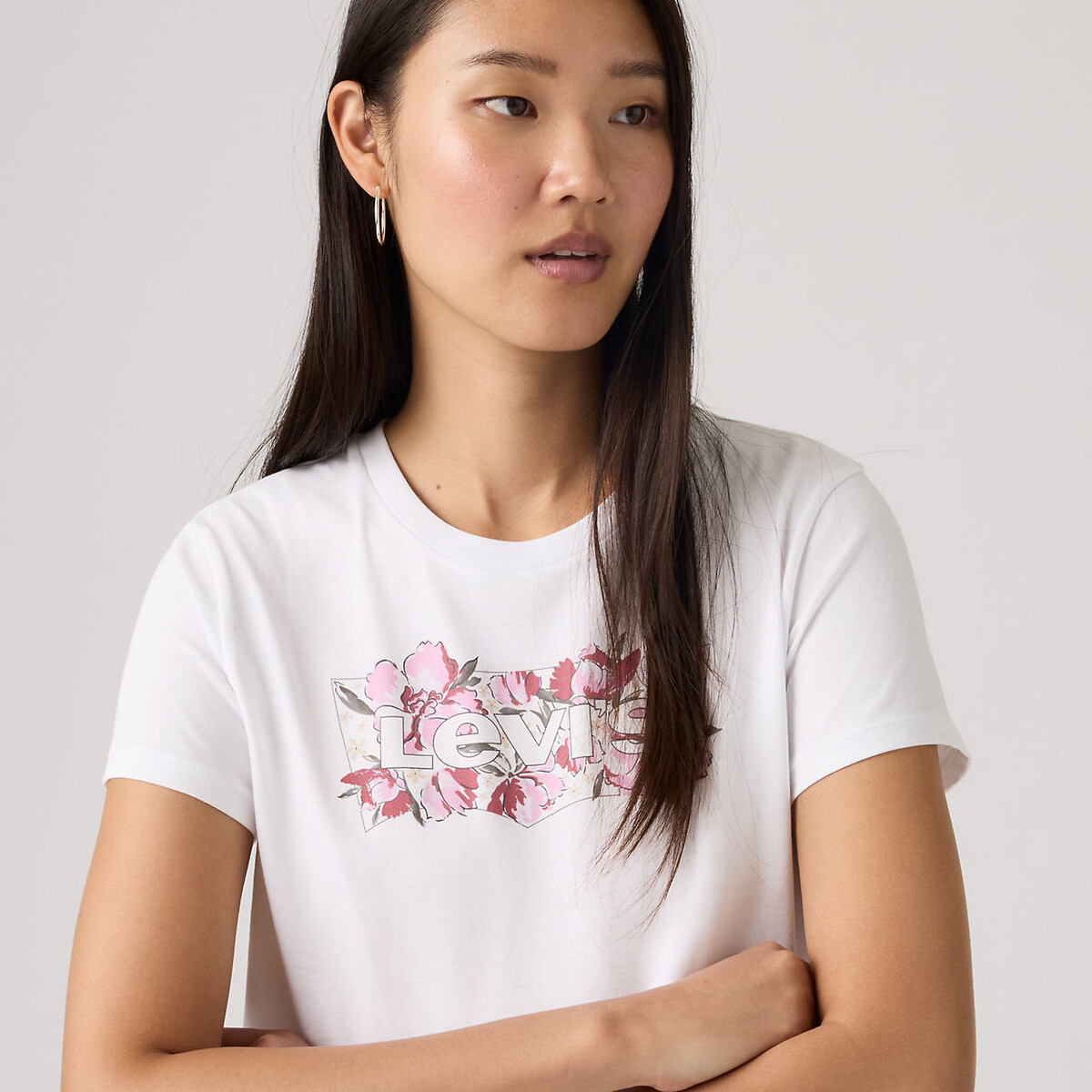 Crew Neck T-Shirt with Long Sleeves and Logo white, LEVI'S