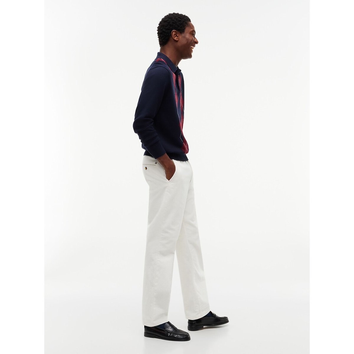 Pantalon chino, en velours côtelé ivoire, TOMMY HILFIGER