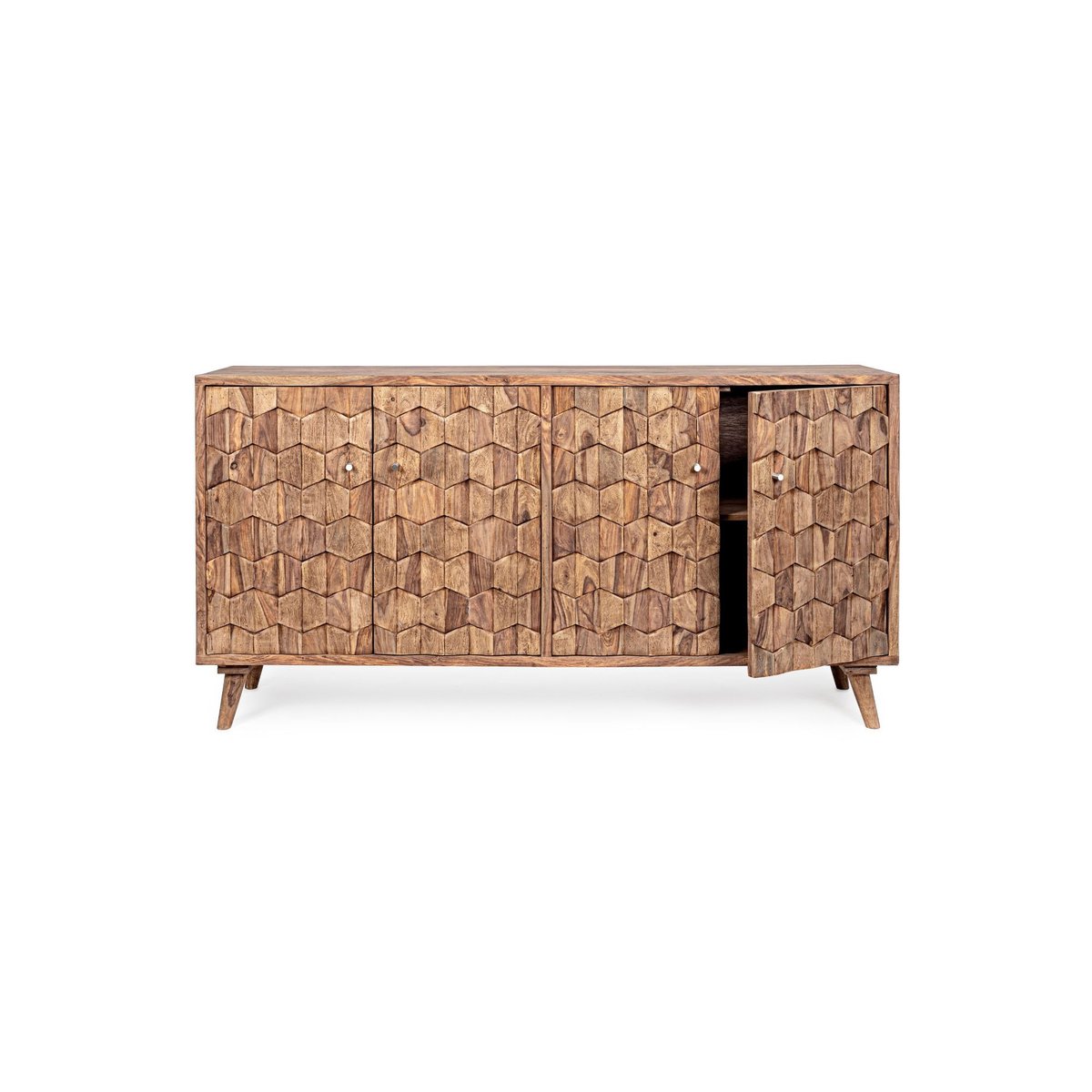 Buffet bas vintage en bois 4 portes L177 - LOCKE bois clair, HELLIN, DEPUIS 1862