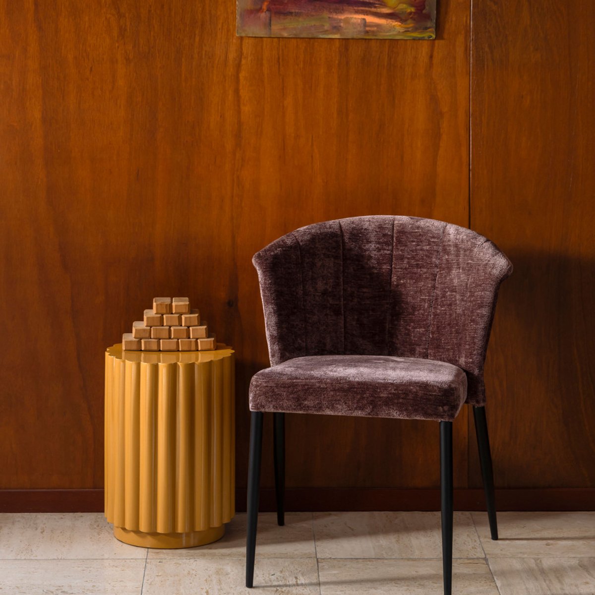 Table d'appoint ronde en métal  32cm- CAMILA jaune, DUTCHBONE