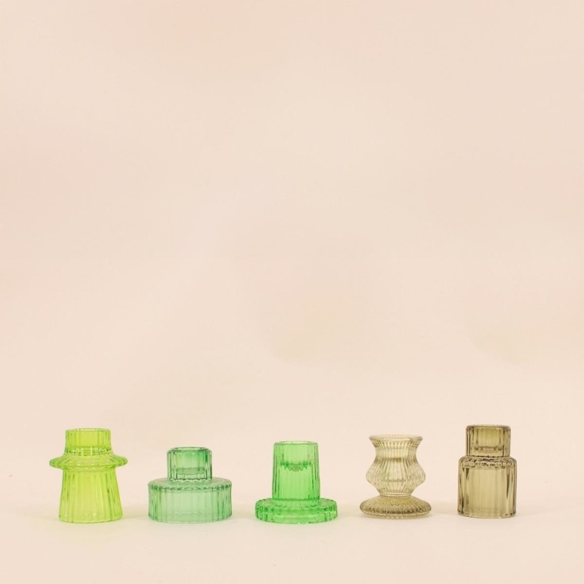 Set de 5 bougeoirs en verre assortis vert, HASHTAG DECO