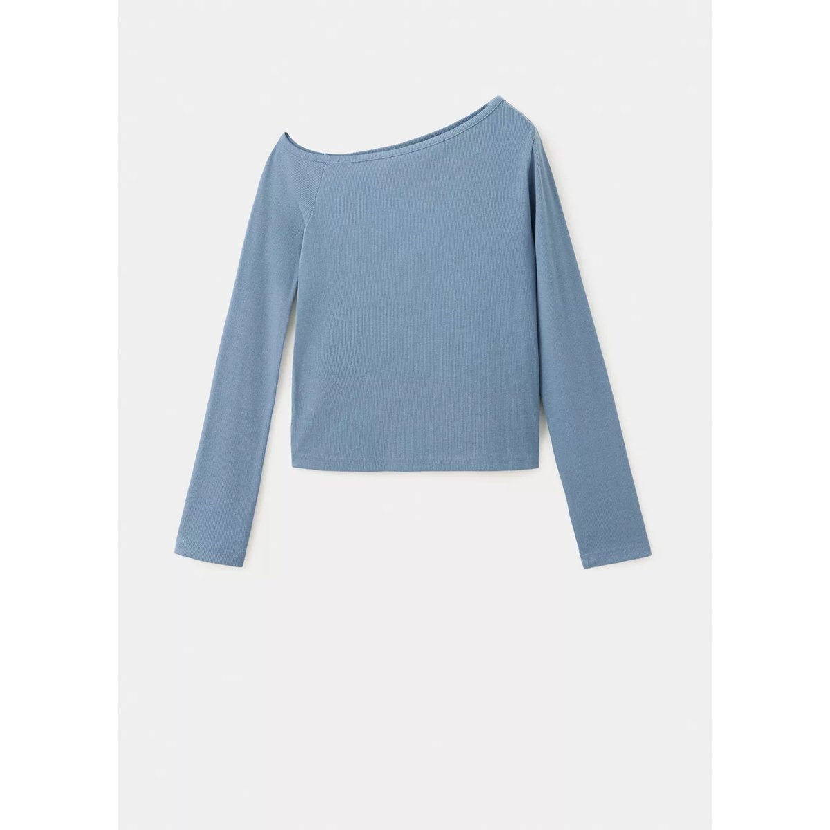 T-shirt côtelé asymétrique bleu, MANGO TEEN
