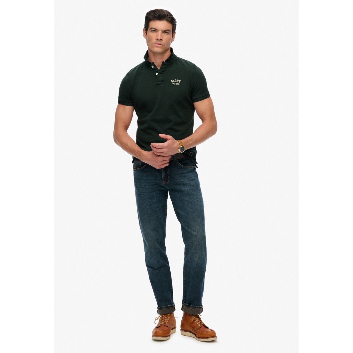 Polo Vintage Athletic Brodé vert aigle, SUPERDRY