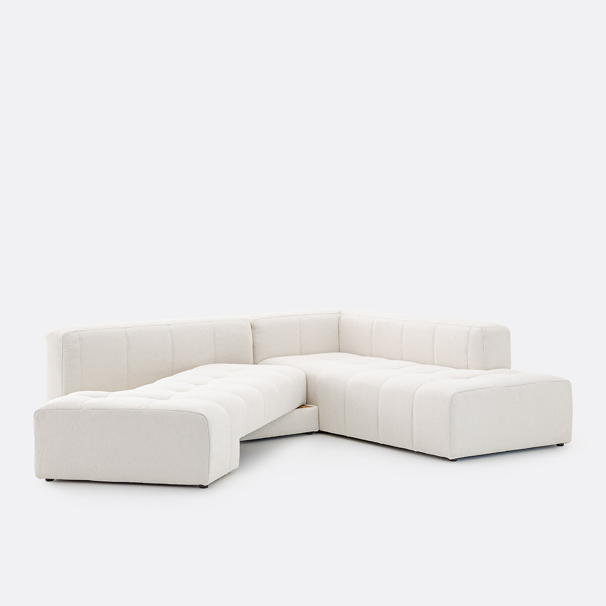 Canapé d'angle droit, convertible, en bouclette fine, FANO ecru, LA REDOUTE INTERIEURS