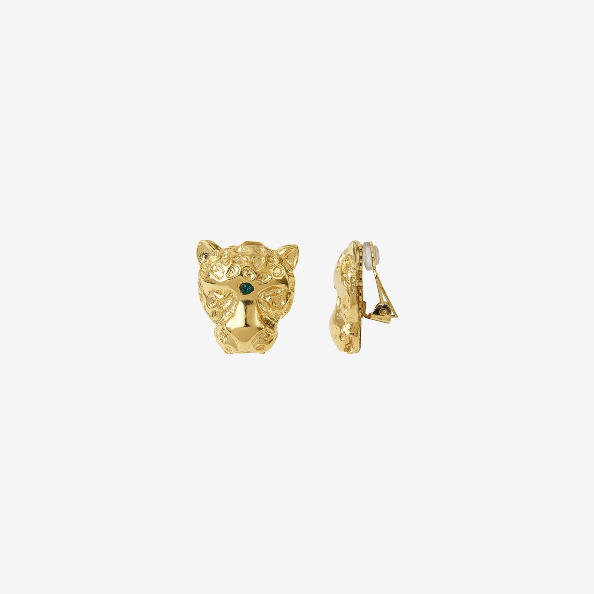 Boucles d'oreilles clip dorées emerald - jungle cristal vert, CAROLINE NAJMAN