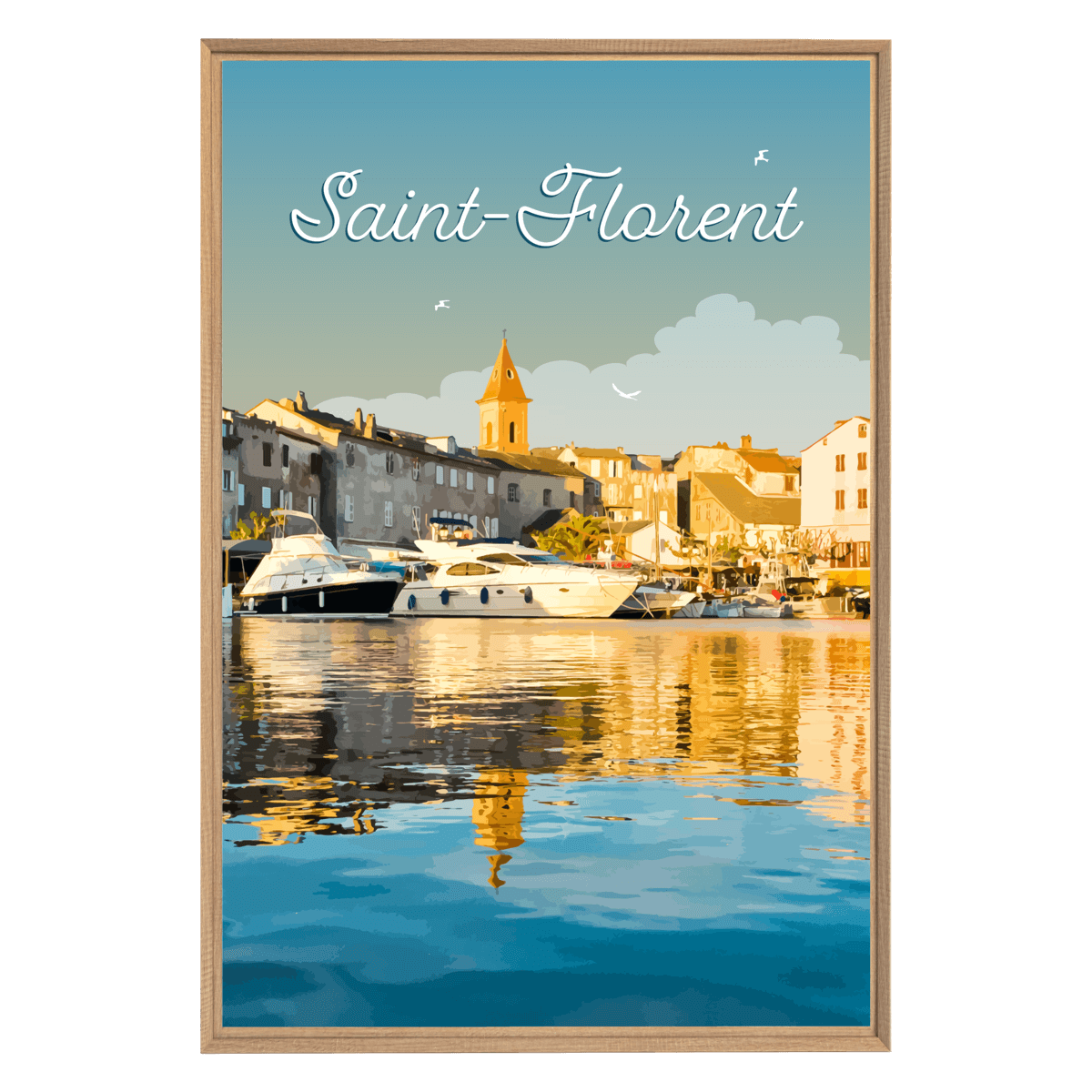 Tableau Mural Illustration Saint-florent ILLUSTRATION bleu-fibres de bois, CEANOTHE