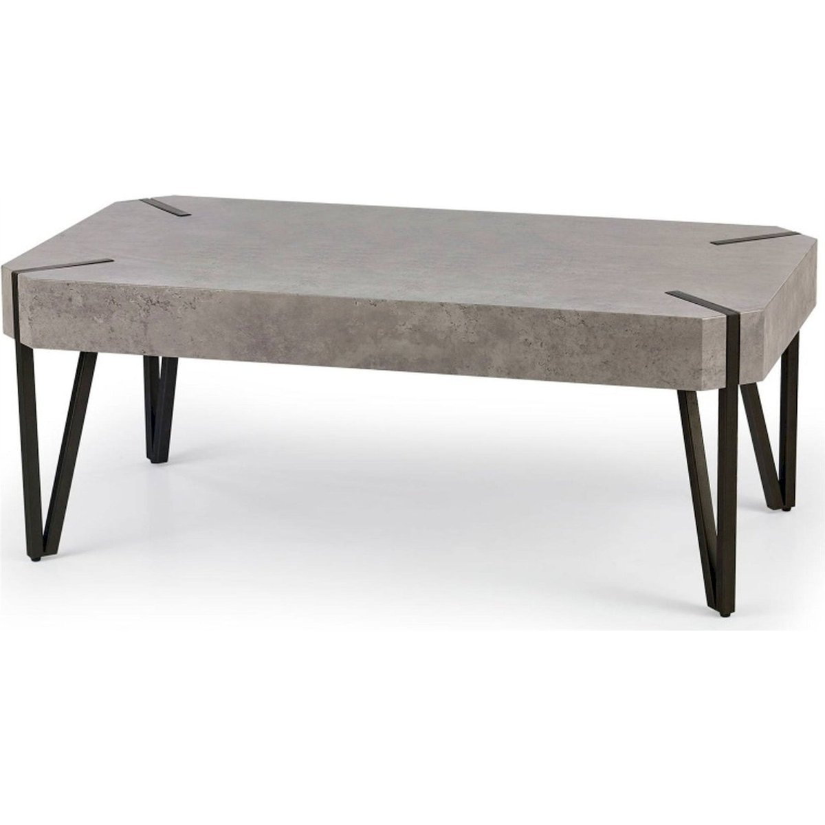 Table basse MARTINO style industriel en métal gris béton et noir, RECOLLECTION