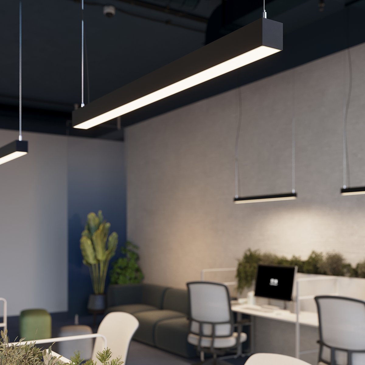 Suspension Aluminium Noir LED 1 Pinne noir, EDEN