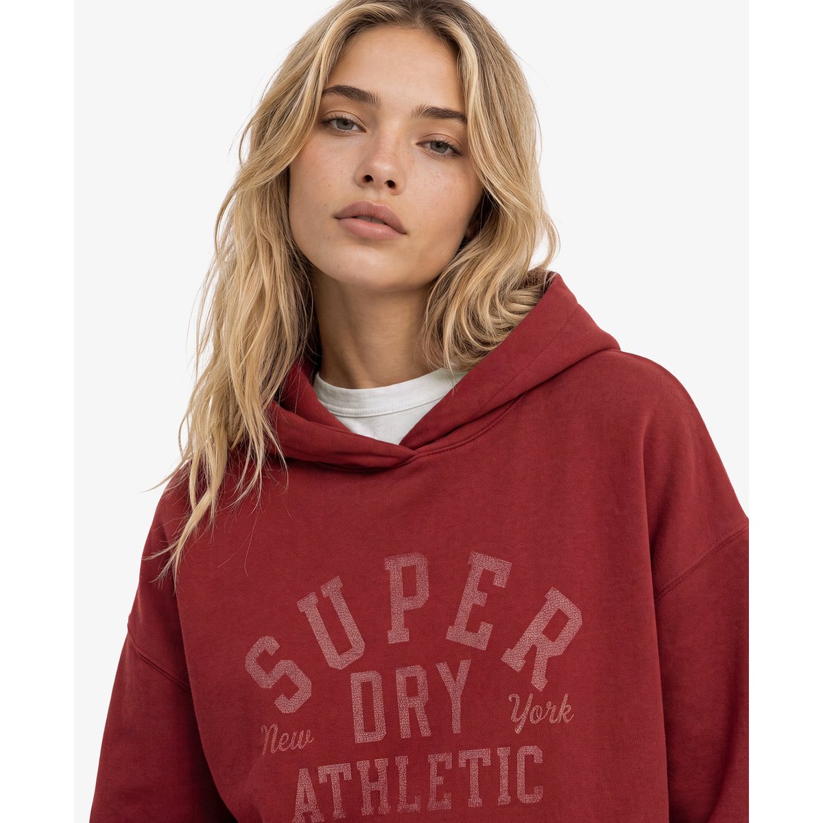 Sweat à capuche Athletic Essentials Décontracté rouge bordeaux, SUPERDRY