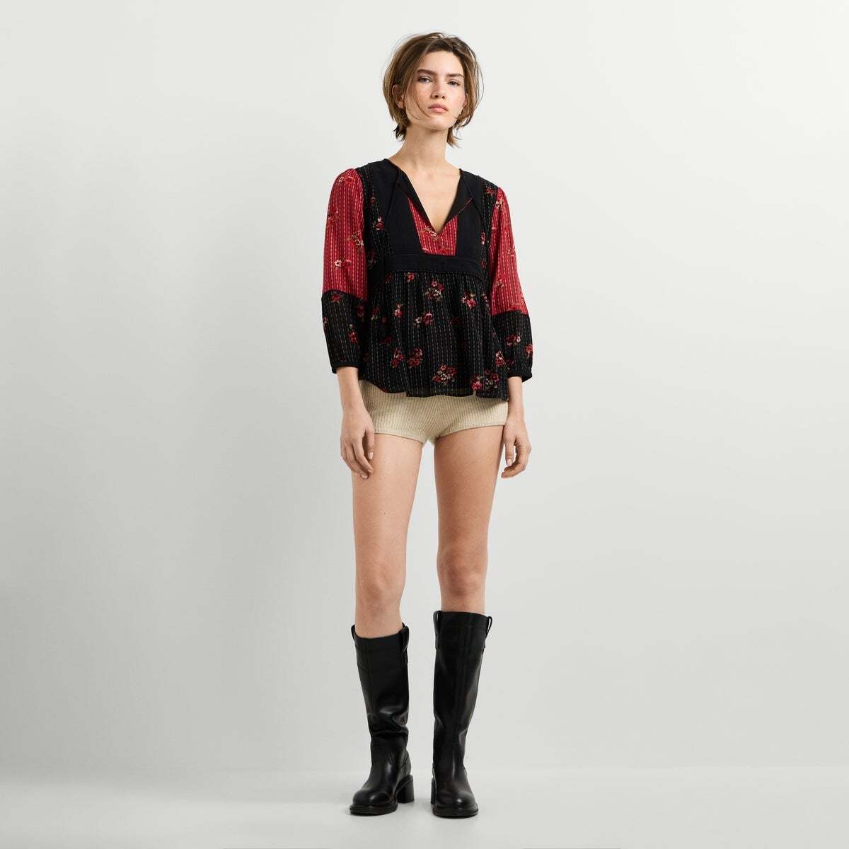 Blouse Fluide Color Block noir, PEPE JEANS