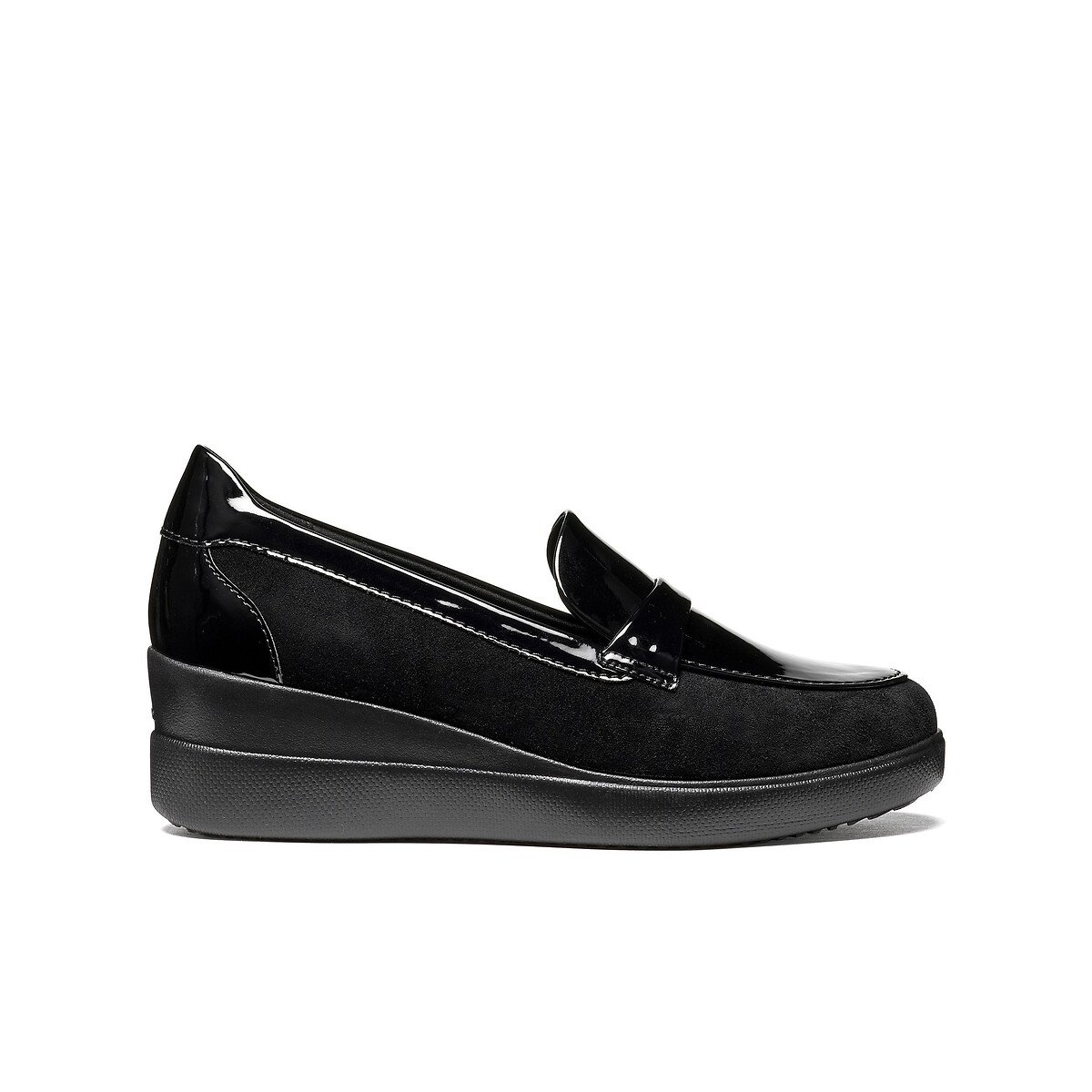 Mocassins compensés vernis, STARDUST noir, GEOX