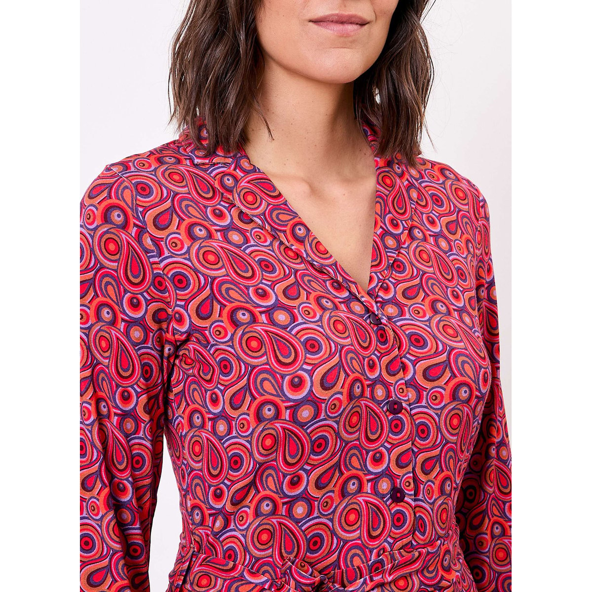 Robe imprimée maille fluide ceinturée EZONE violet paisley, PRINCESSE NOMADE