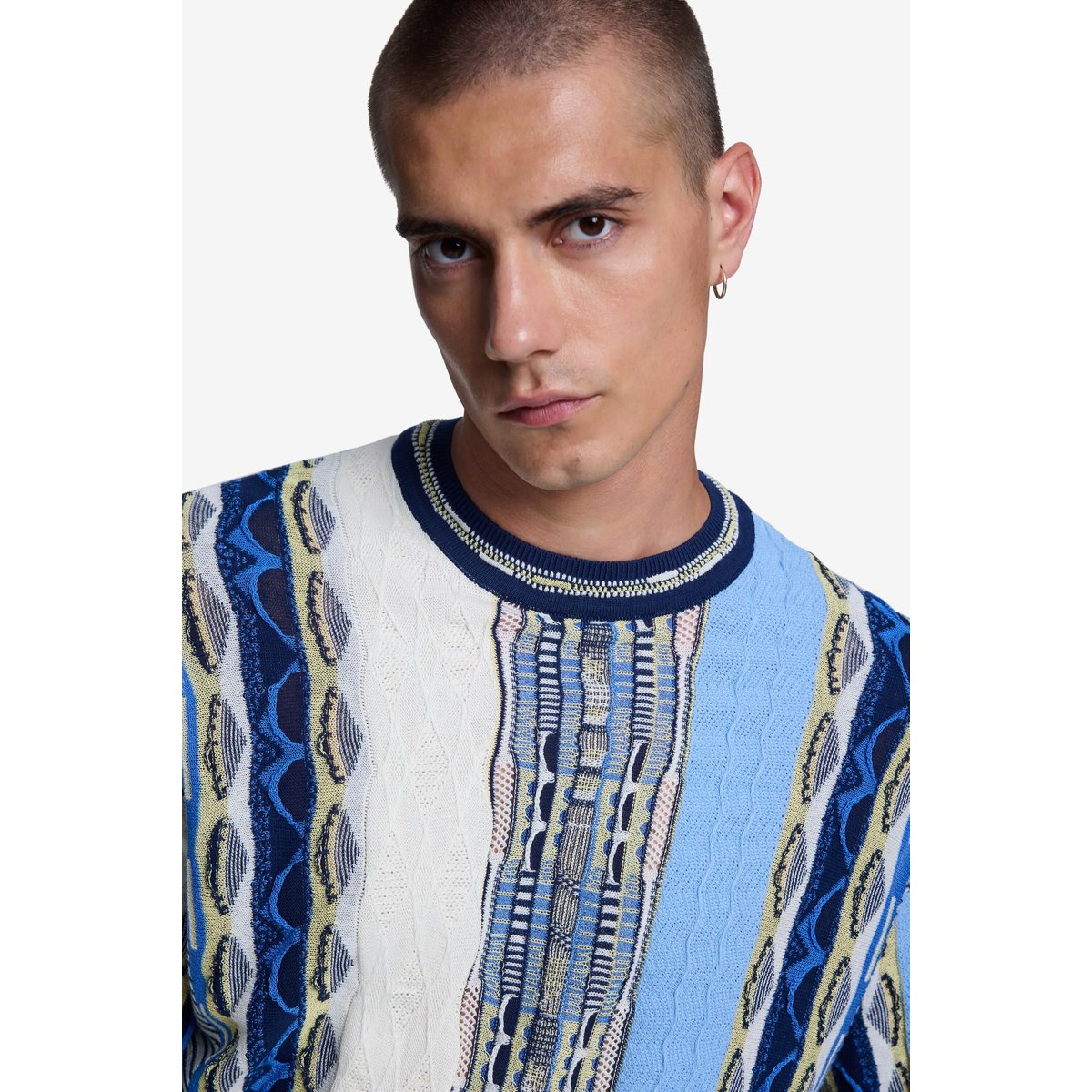Pull Jacquard bleu, DESIGUAL