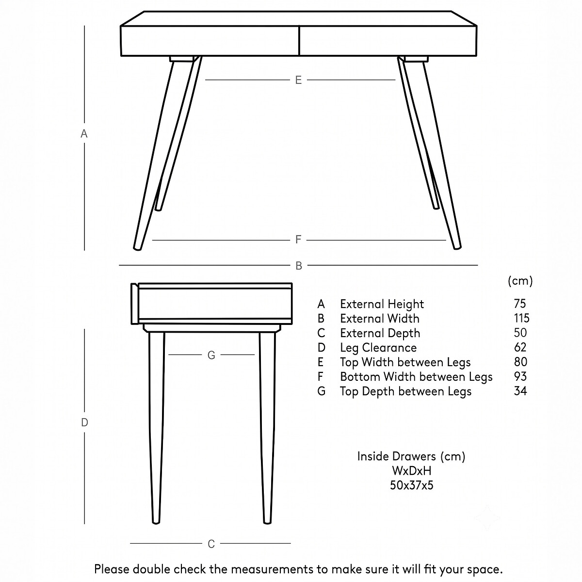 Watts Acacia Wood 2 Drawer Desk dark acacia wood, SWOON