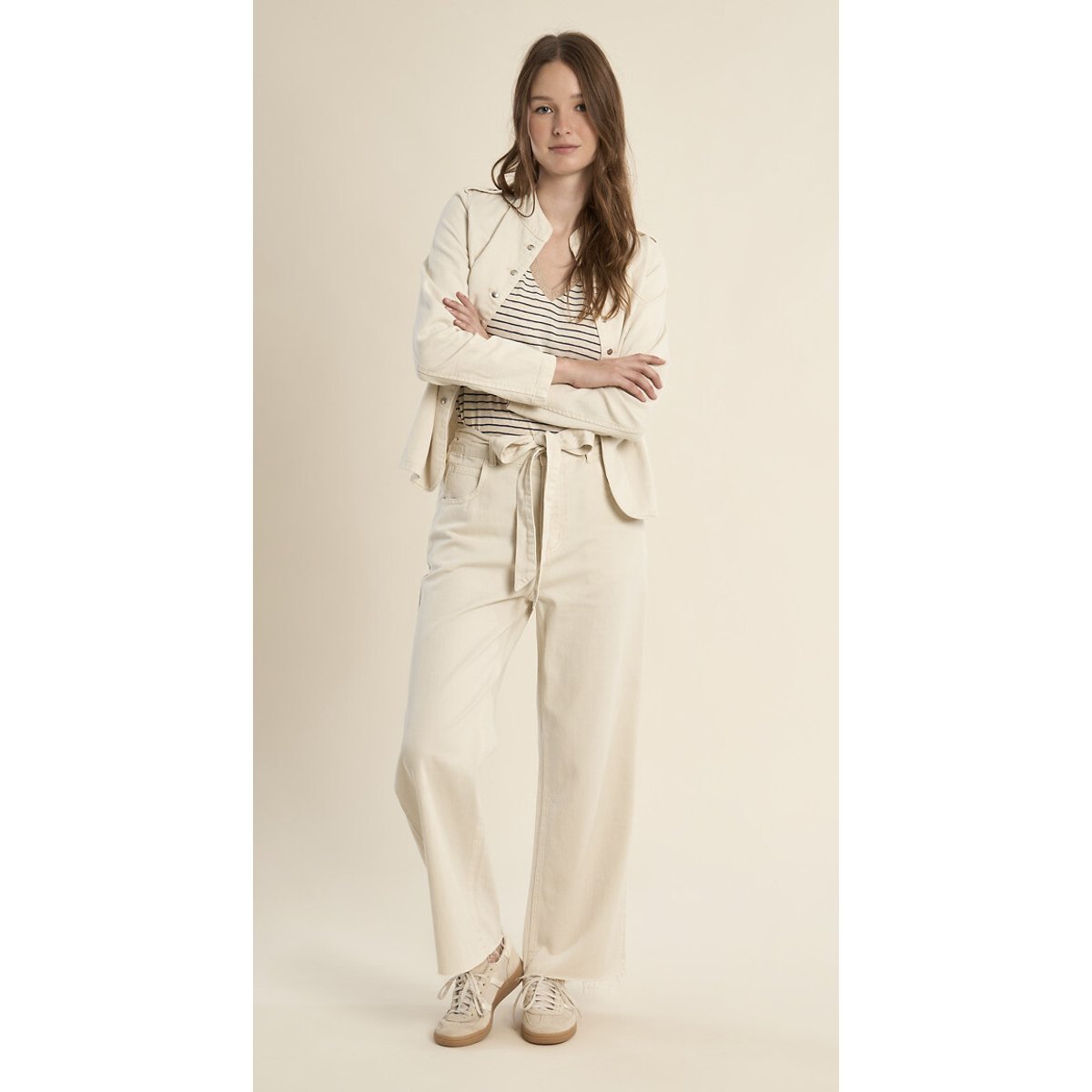 Pantalon droit avec ceinture blanc, MOLLY BRACKEN