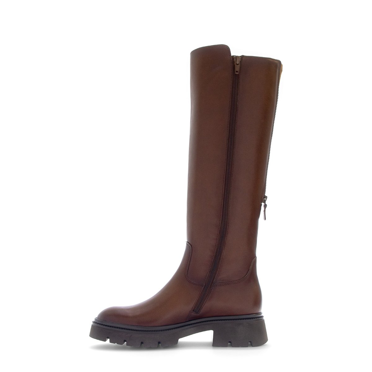 Bottes en cuir lisse à talon décroché cognac, GABOR