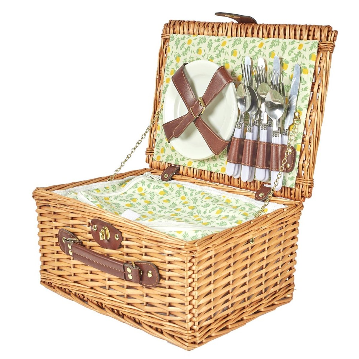 Panier De Pique Nique Pour 4 Personnes Vert marron, DECORATIE