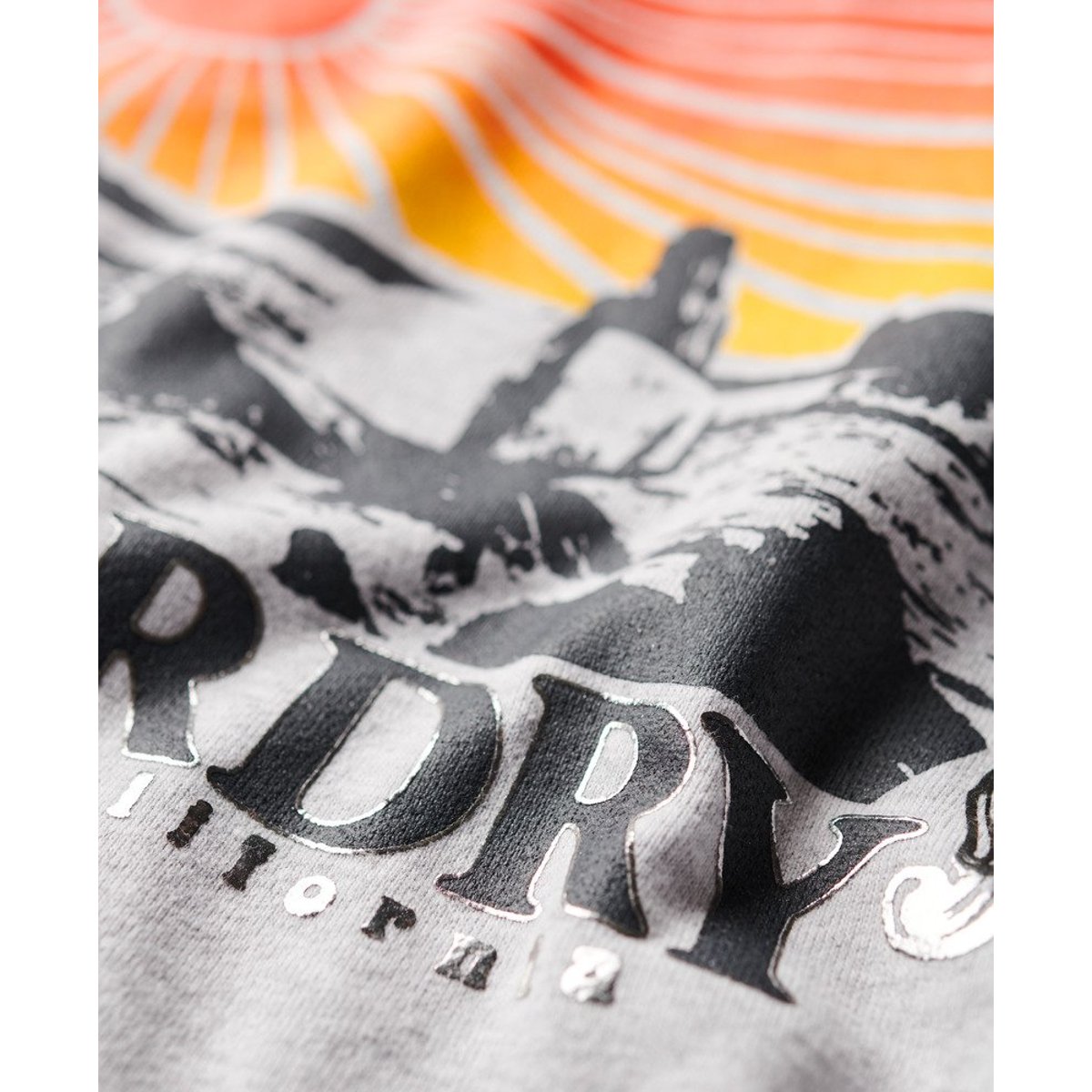 Sweat-shirt ample Travel Souvenir gris flocon chiné, SUPERDRY