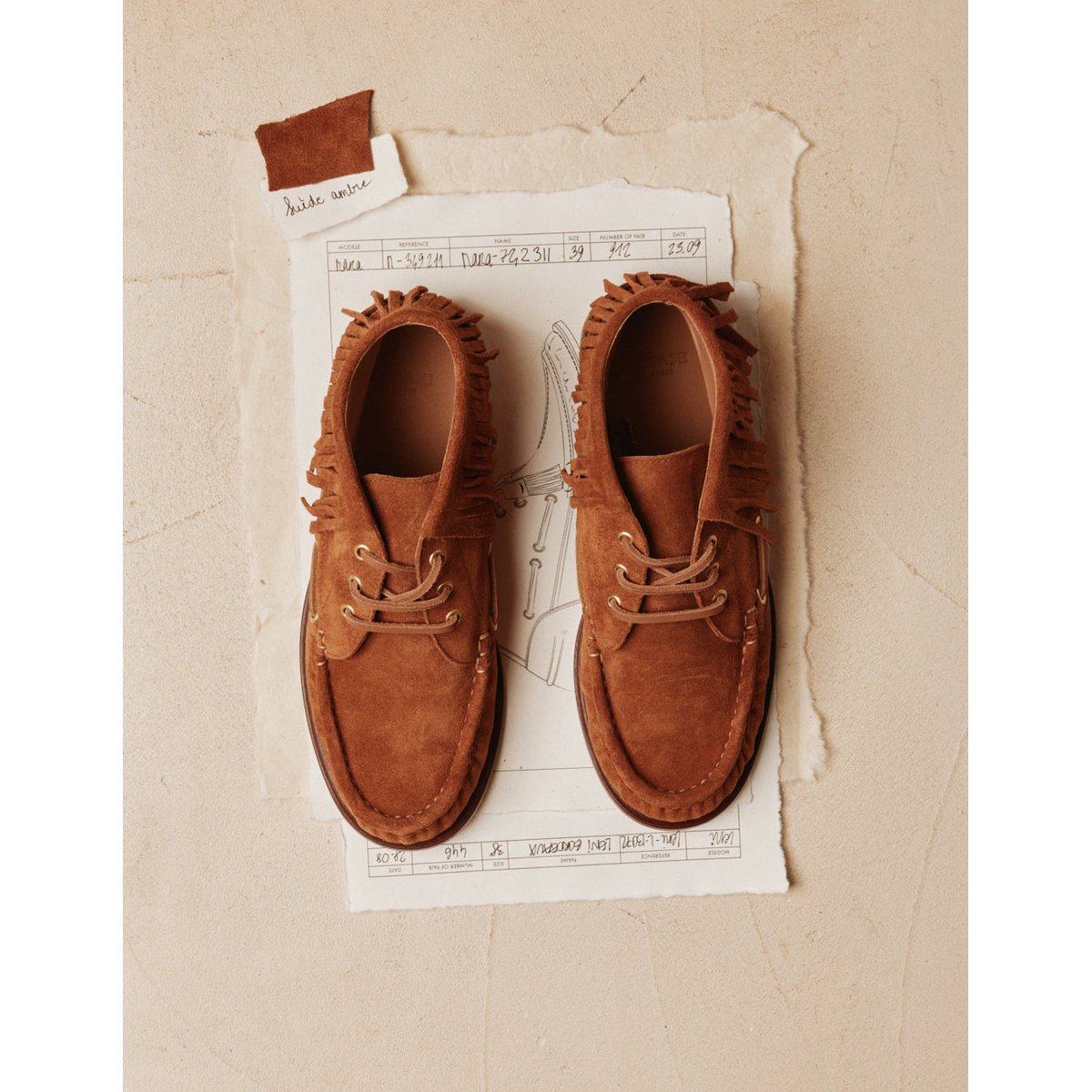 Bottines à lacets MARA suède ambre, ODAJE