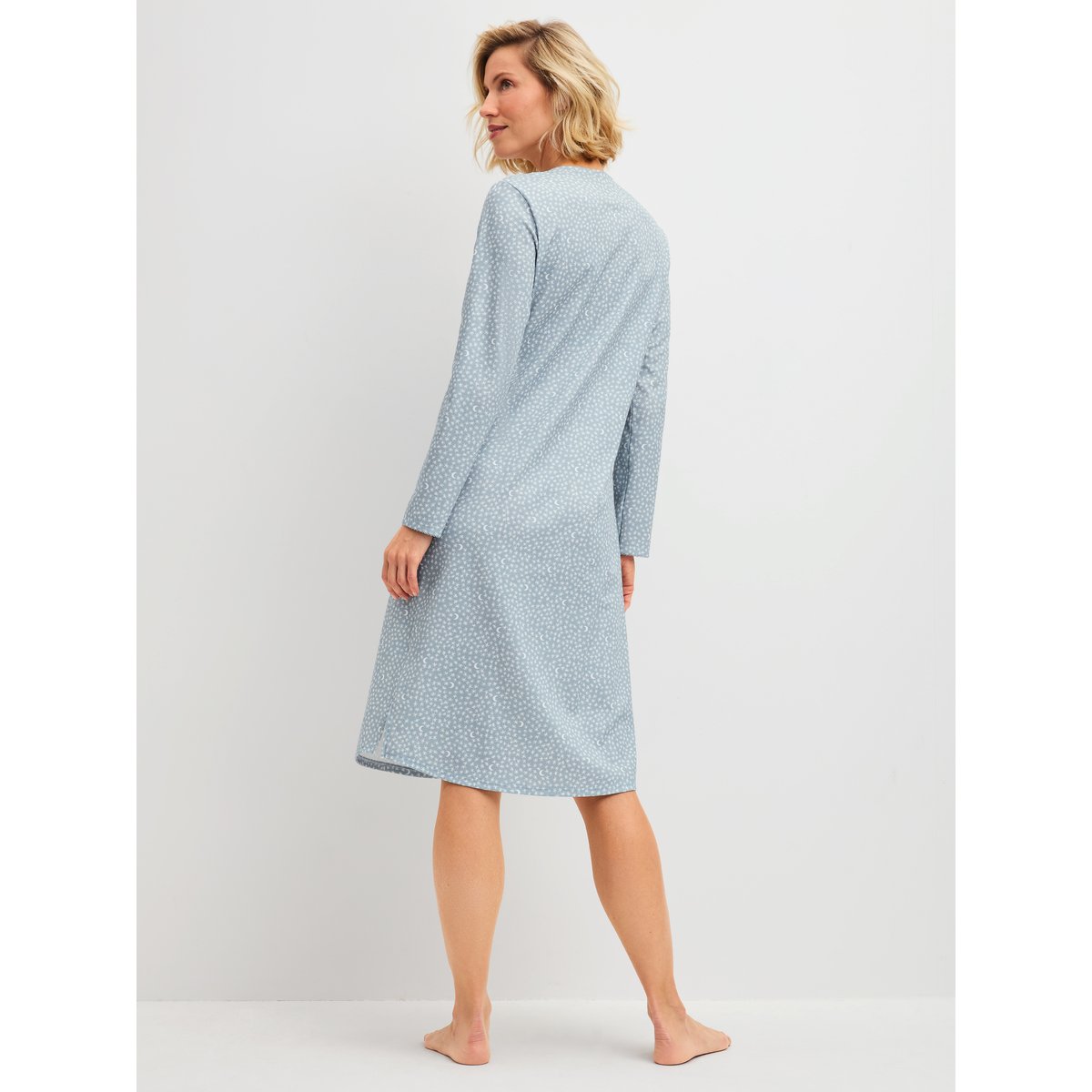 Chemise de nuit manches longues, longueur 110 cm manches longues Coton MIDNIGHT DREAMS dusty grey, CALIDA