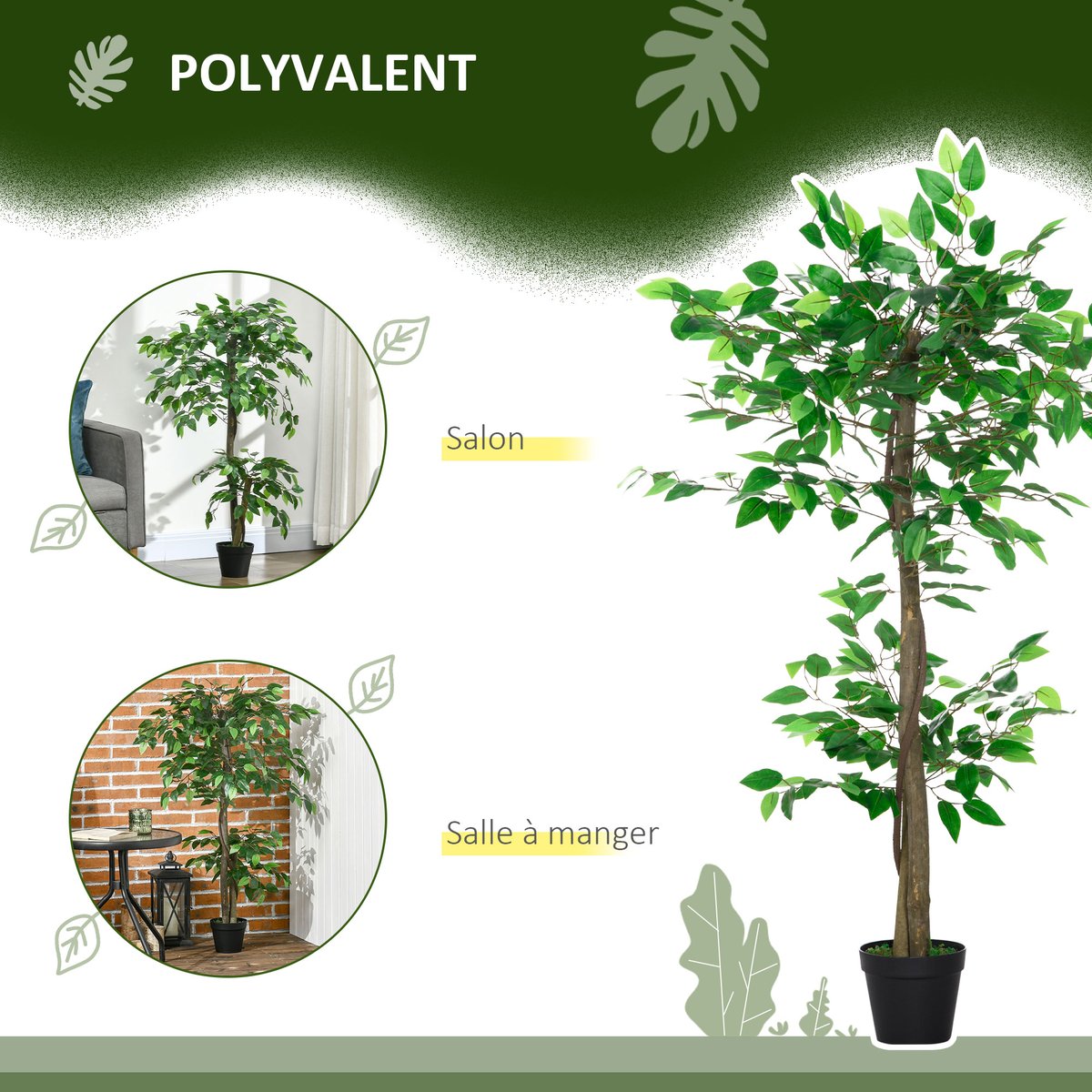 Plantes artificielles Plastique Vert vert, OUTSUNNY