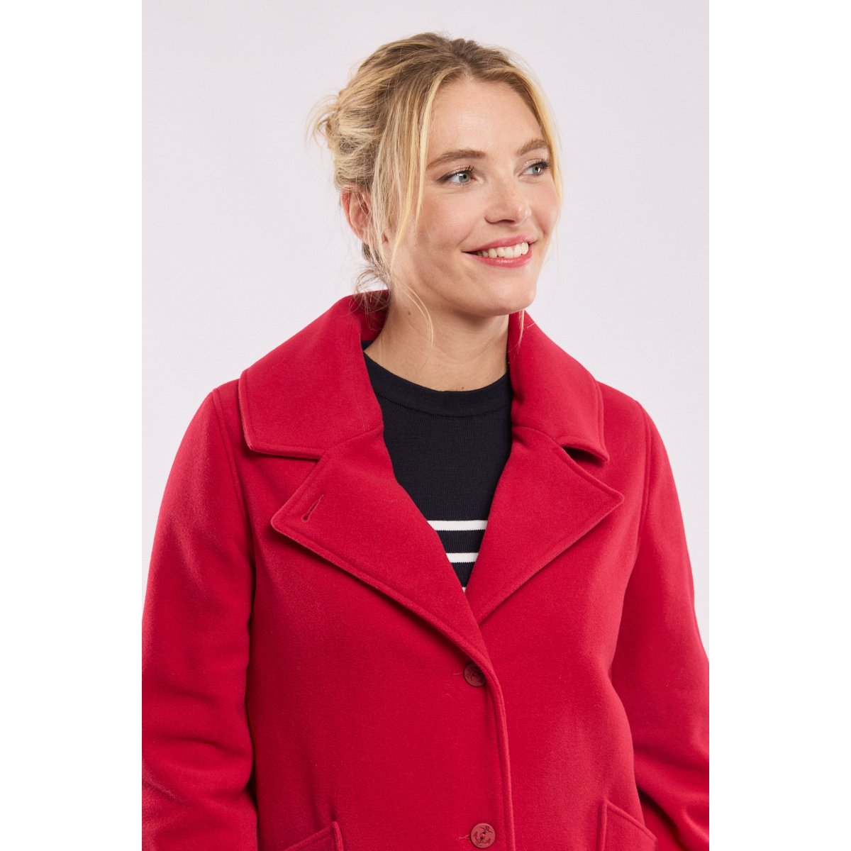 Caban boutonné en drap de laine pillard, ARMOR-LUX