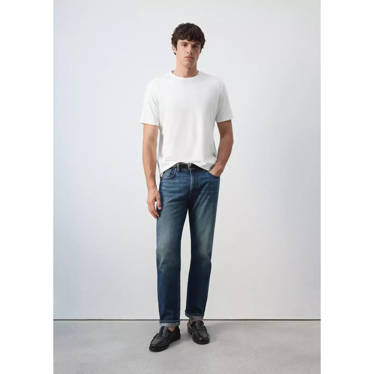 T-shirt 100 % coton regular-fit blanc, MANGO MAN