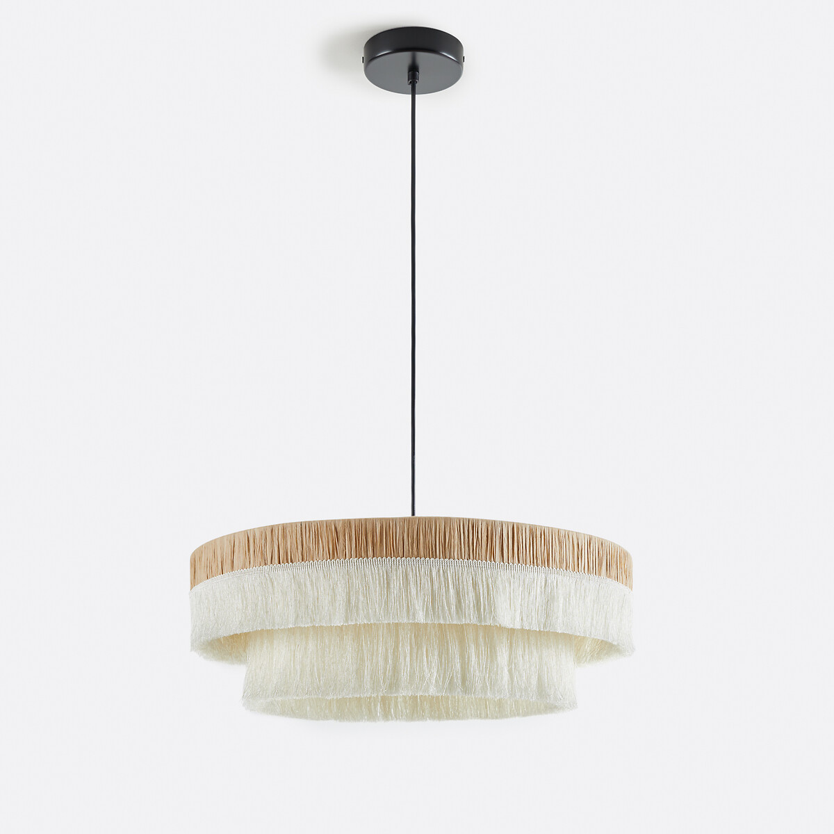 Suspension frangée en raphia Ø50 cm, Kavi naturel/crème, LA REDOUTE INTERIEURS