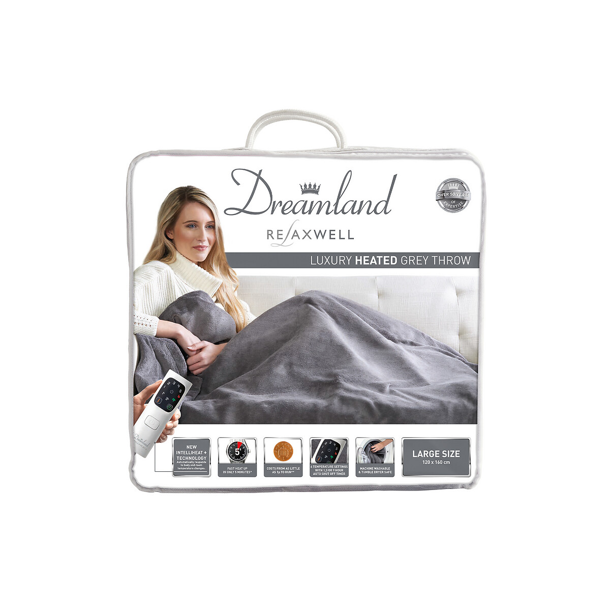 Intelliheat Luxury Heated Throw in Grey grey, DREAMLAND