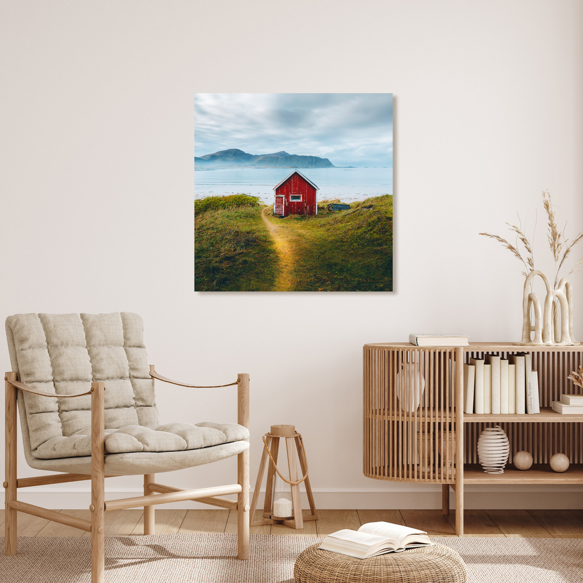 Tableau Mural Cabane Rouge GRANDS ESPACES tableaux sur toile-bleu, CEANOTHE